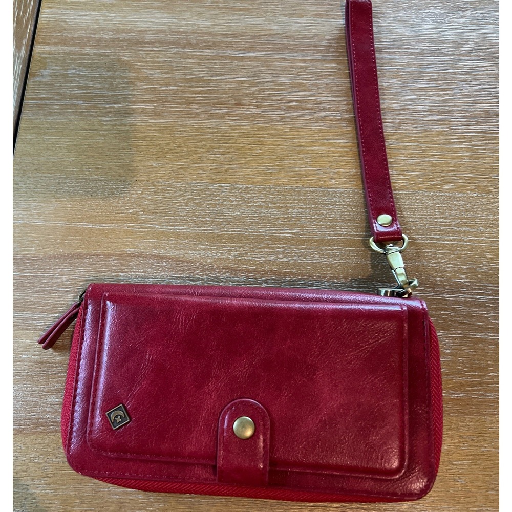 Pola Wallet Wristlet Red Wrist Strap‎ Leather EUC